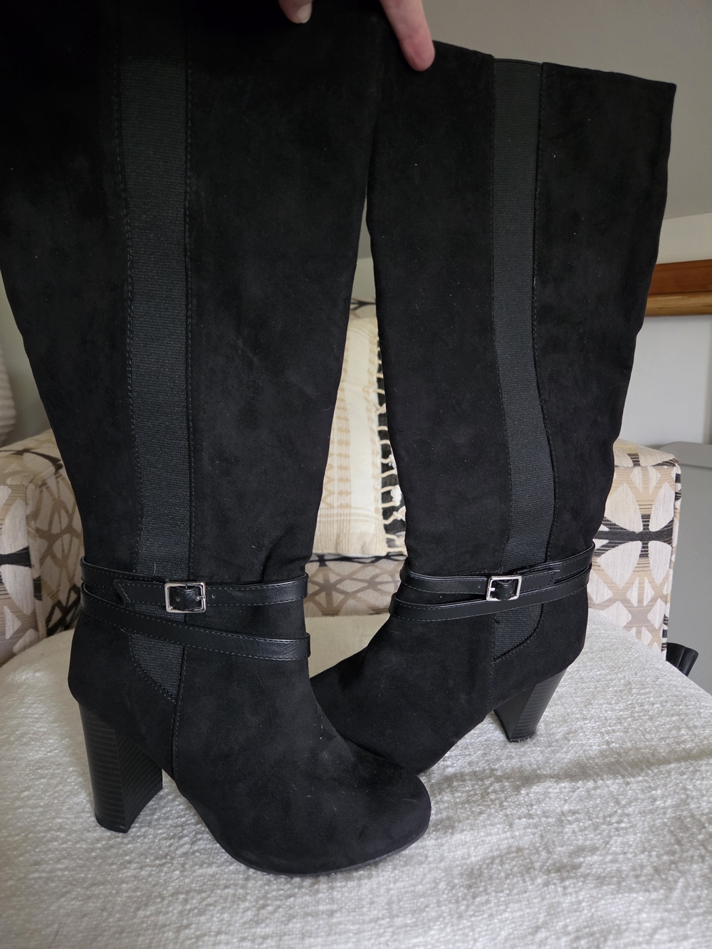 Kohl's Black Suede-Look Mid-Calf Heeled Boots